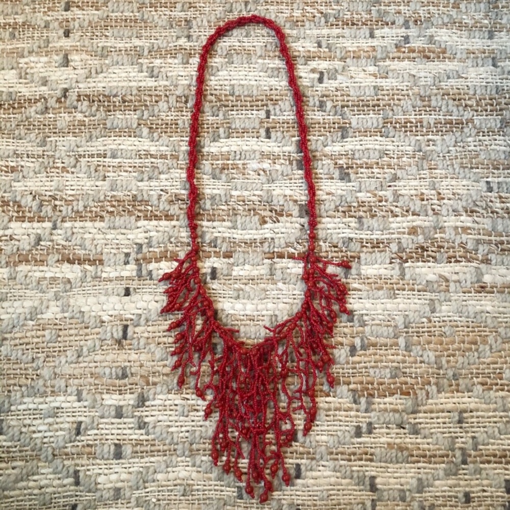 Red Beaded Coral Reef Necklace from Capri